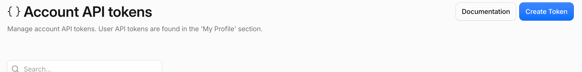 Cloudflare Account API tokens page with the Create Token button