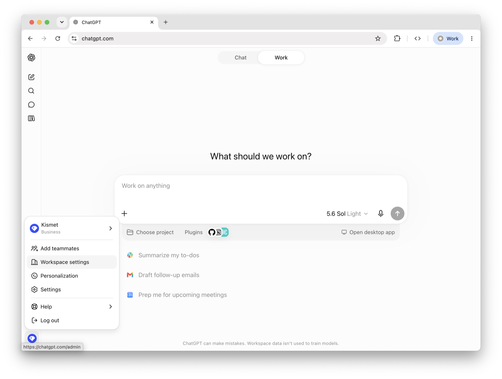 Step 2: Open your workspace plugins